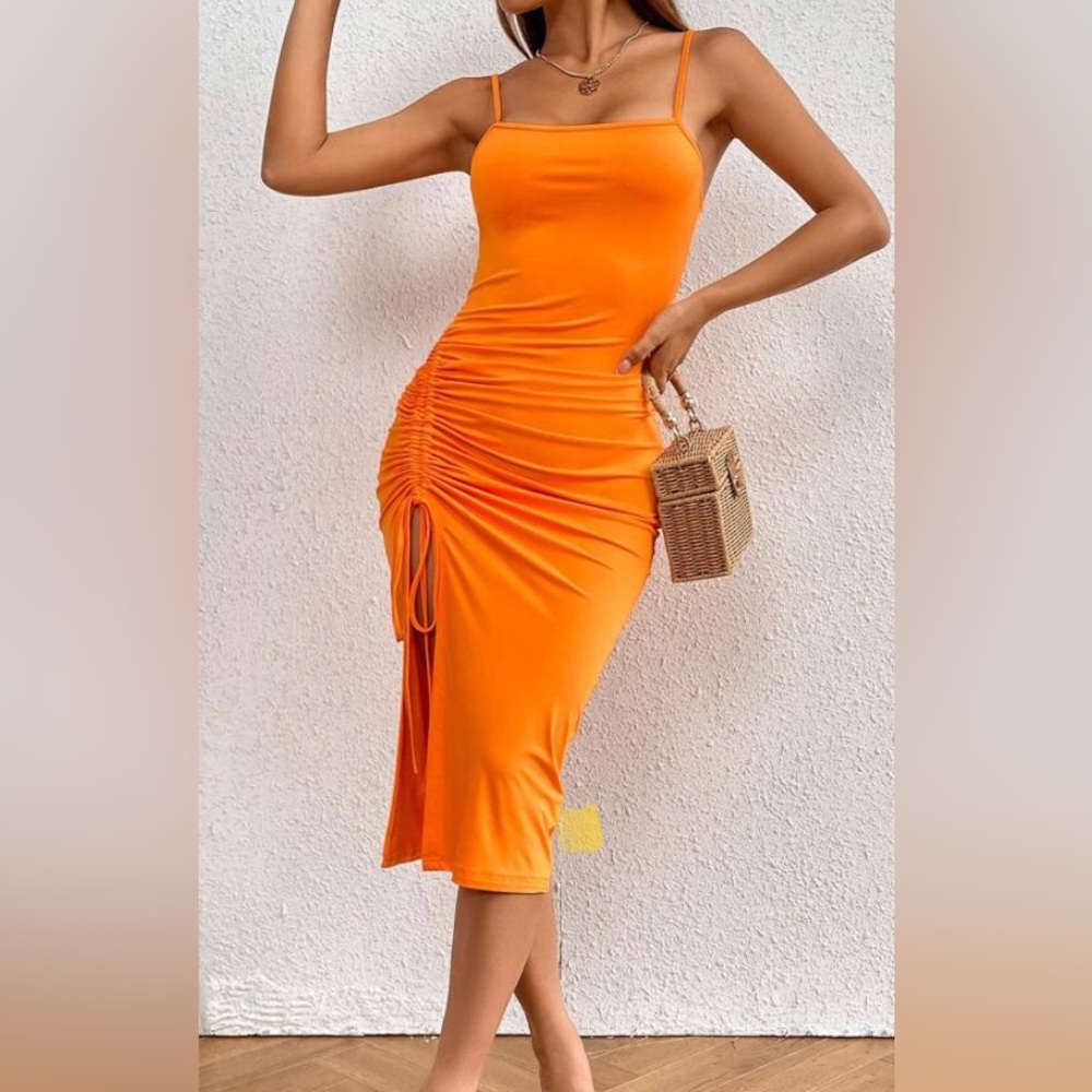 SHEIN VCAY Drawstring Split Thigh Cami Dress